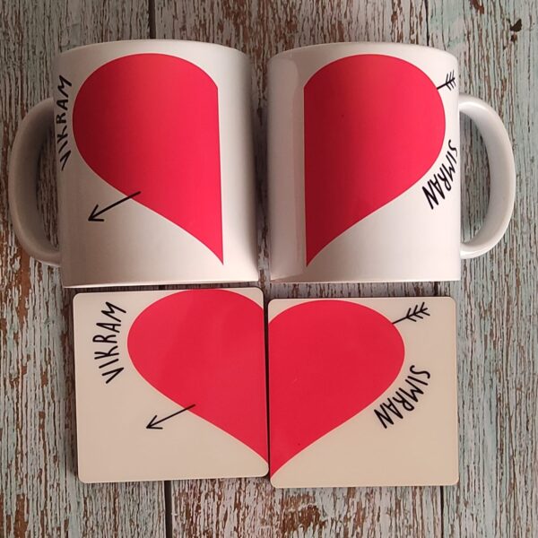 Customized Ceramic couple Coffee Mugs with Coaster