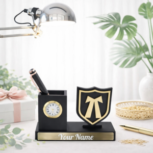 Executive Pen Stand with Clock for Advocates & Professionals | Premium Corporate Gift - Deera