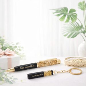 Crownlit Personalised Blue Pen Keychain with Name – Custom Engraved Gift Pen - Deera