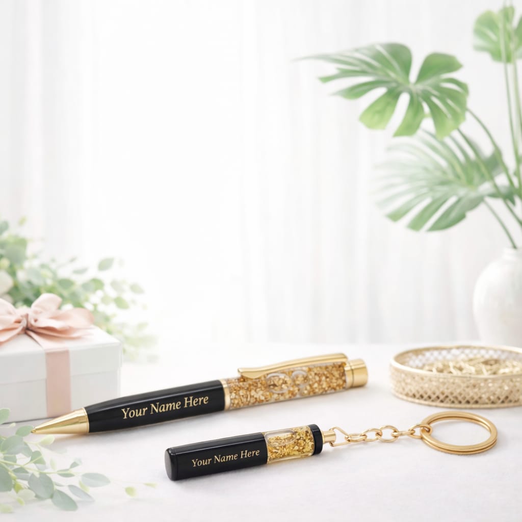 Crownlit Personalised Blue Pen Keychain with Name – Custom Engraved Gift Pen - Deera