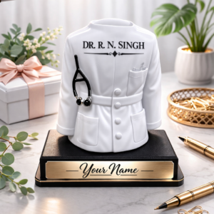 Doctor Lab Coat Pen Stand Personalized Medical Desk Gift for Doctors White ABS Plastic Deera