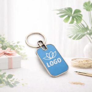 Personalized Blue Metal Keychains – Custom Name Message Engraved Gift - Deera