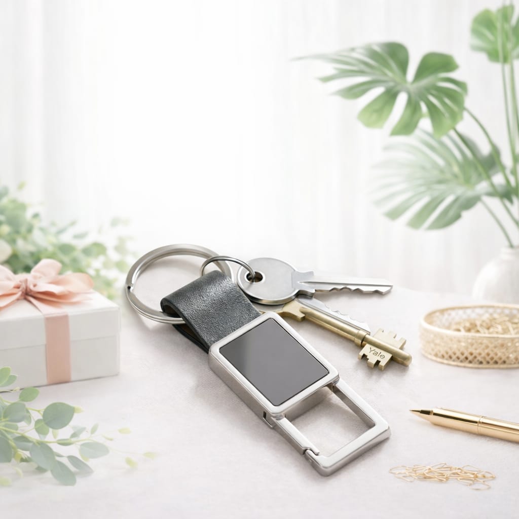 Personalized Elegant Metal Keychain – Custom Engraved Premium Keyring