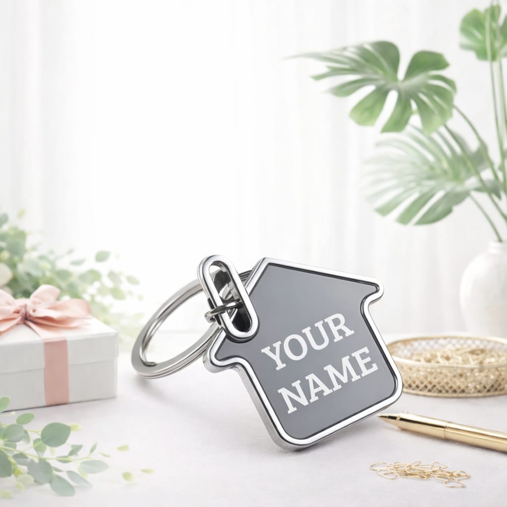 Personalized House Shape Keychain – Custom Engraved Home Keyring Gift - Deera