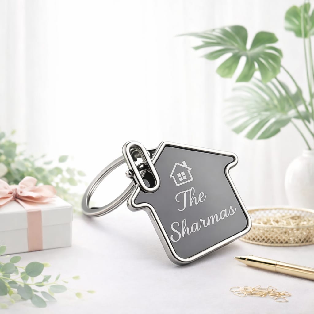 Personalized House Shape Keychain – Custom Engraved Home Keyring Gift - Deera