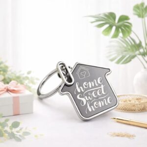 Personalized House Shape Keychain – Custom Engraved Home Keyring Gift - Deera