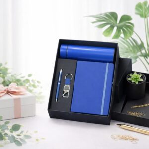 Personalized Modern Executive Corporate Gift Set – 4-Piece Gift Box with Notebook, Pen, Bottle & Keychain  Customizable Corporate & Business Gifts - Deera