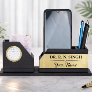 Personalized Pen Stand with Mobile Holder – Custom Name & Logo Desk Organizer - Deera