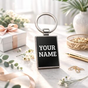 Sleek Rectangular Metal Keychain – Premium Custom Engraved Keyring - Deera4