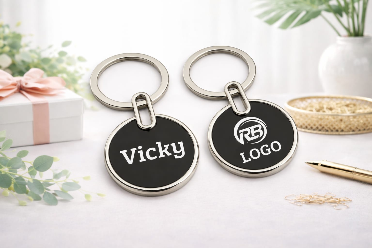 Sleek Round Metal Keychain – Premium Custom Engraved Keyring - Deera