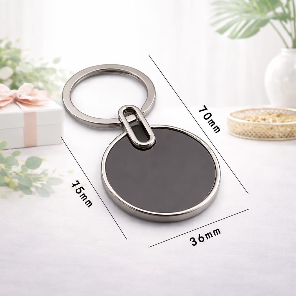 Sleek Round Metal Keychain – Premium Custom Engraved Keyring - Deera