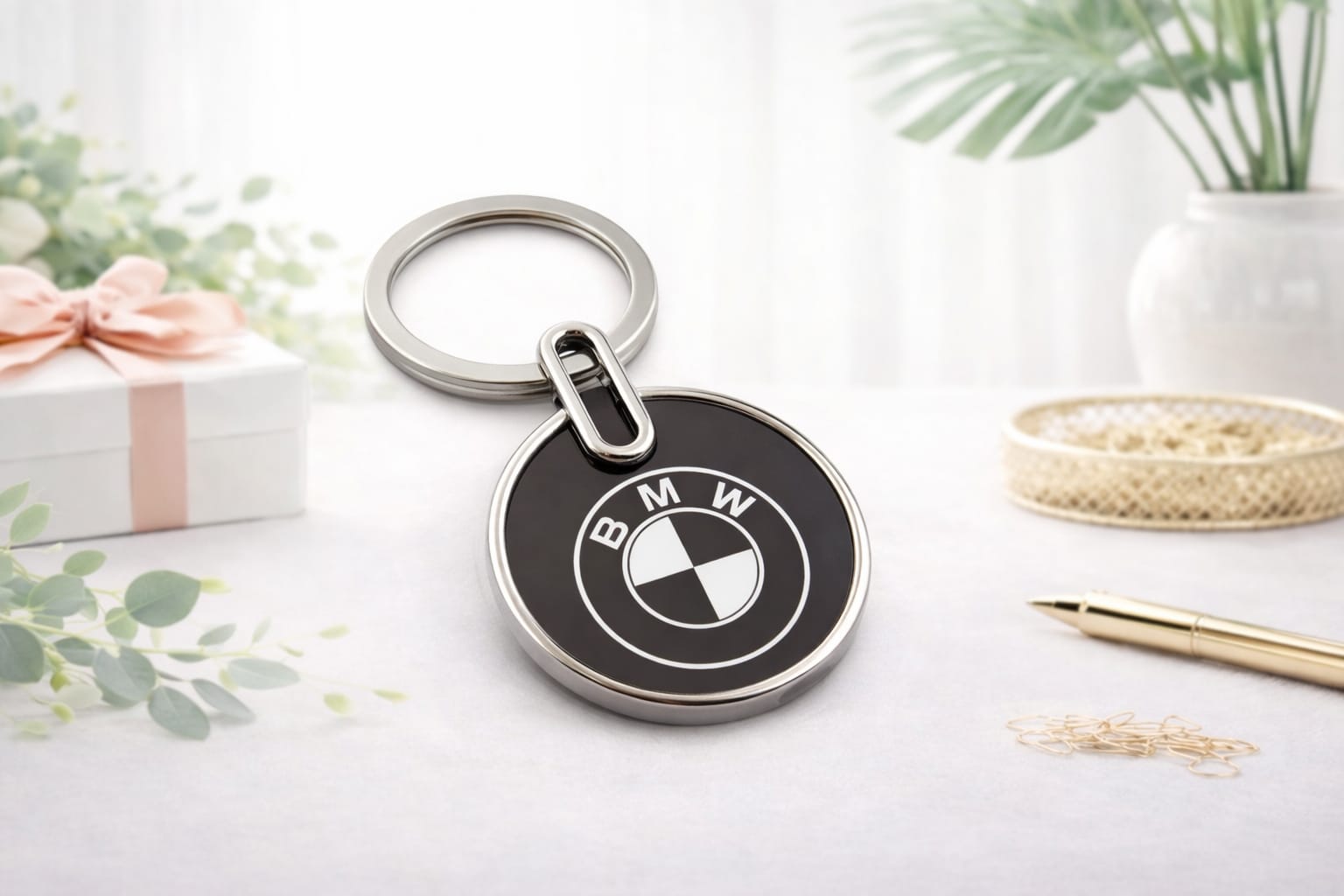 Sleek Round Metal Keychain – Premium Custom Engraved Keyring - Deera